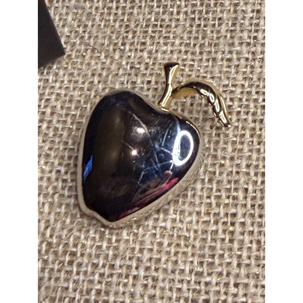 LC Silver & Gold Tone Apple Shaped Pin Brooch With Box